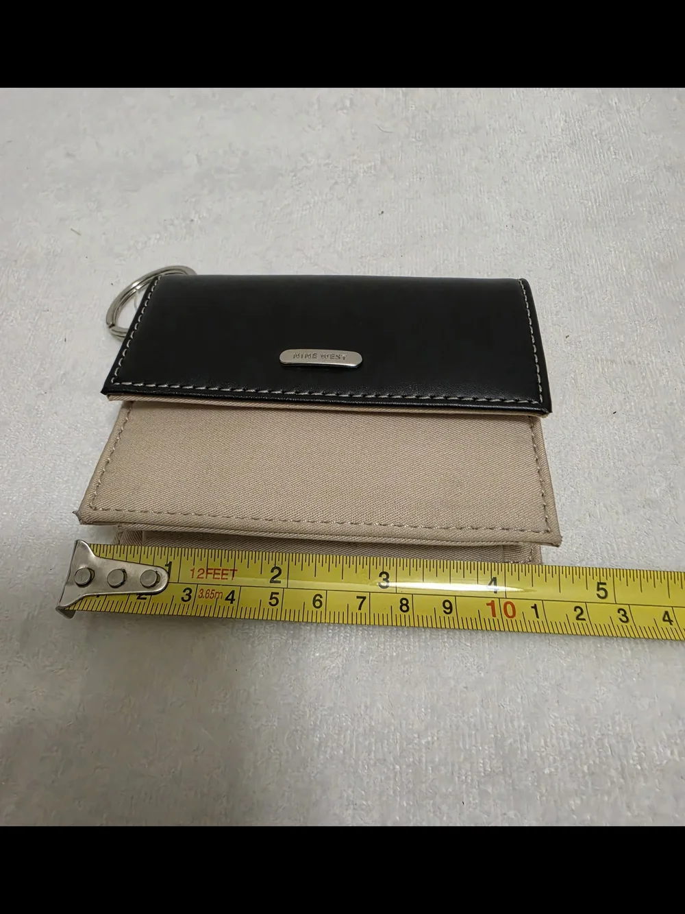 Nine West Black and Beige Compact Keyring Wallet